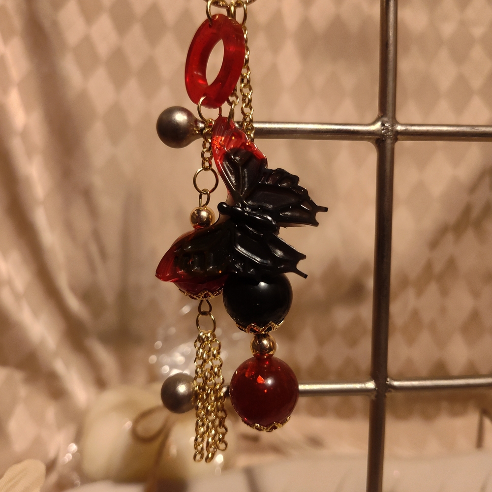 Elegant Red and Black Dangle Earrings